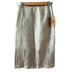 Vintage Tocca pale green silk organza embroidered skirt 4